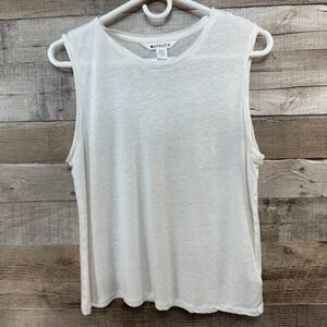 Athleta Getaway Linen Blend Muscle Tank Sleeveless White Top Medium